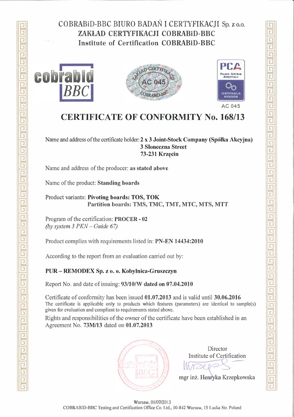 ISO | Conformance Certificates | 2×3 SA